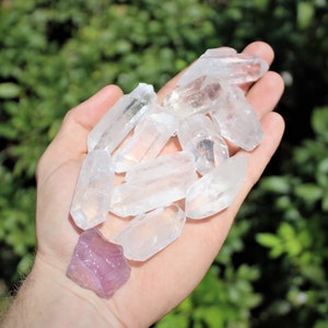 LARGE Clear Quartz Points, 1.25 - 2&quot; + Raw Natural Amethyst Crystal: Choose Ounches or lb Wholesale Bulk Lots (Quartz Crystal Points)