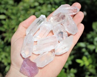 LARGE Clear Quartz Points, 1.25 - 2" + Raw Natural Amethyst Crystal: Choose Ounches or lb Wholesale Bulk Lots (Quartz Crystal Points)