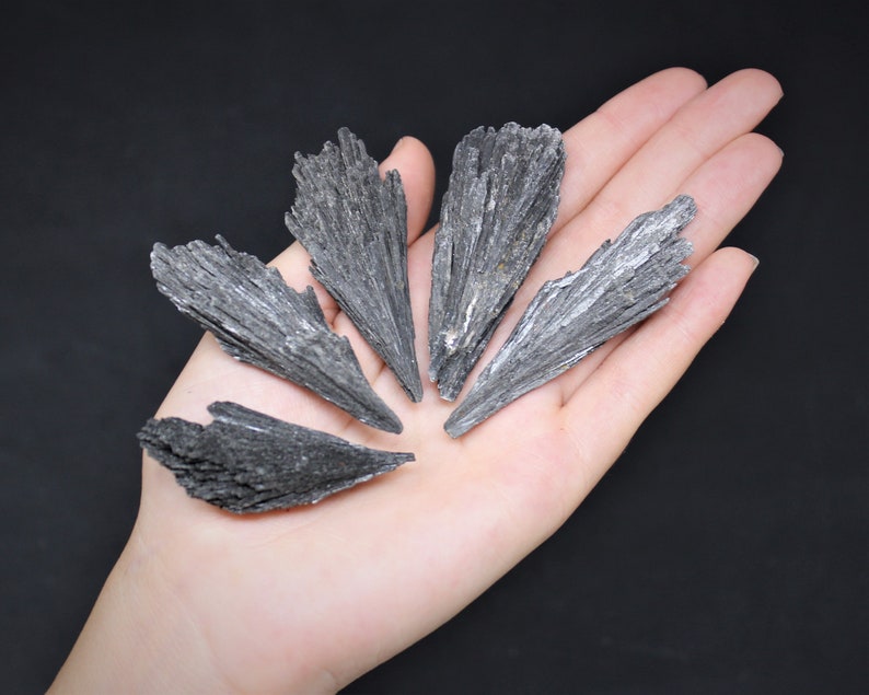 Black Kyanite Blades: Choose Ounces or lb Bulk Wholesale Lots 'A' Grade Premium Quality Black Kyanite Fans Bild 3