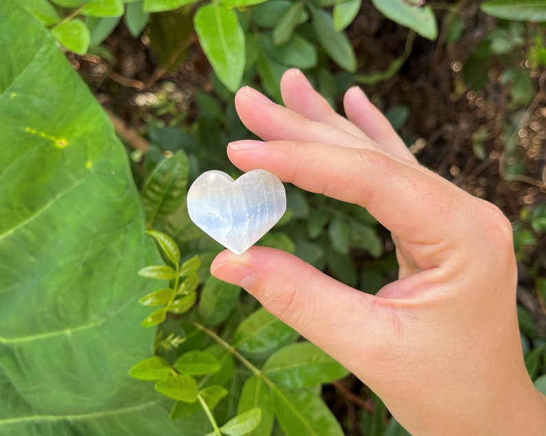 Selenite Crystal Hearts Small, Large & Extra Large 0.75 3: Choose Size Polished Selenite Heart, Palm Stone Small: 0.75 - 1"