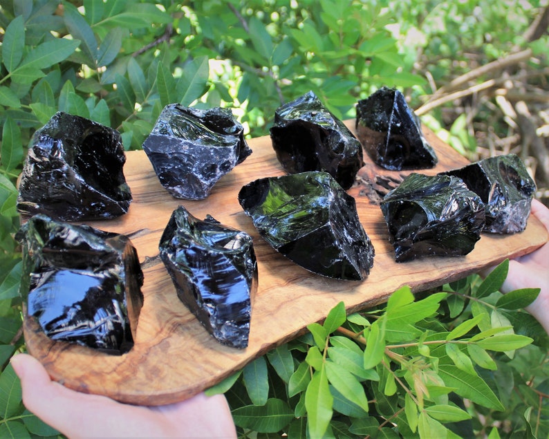 MASSIVE Rough Black Obsidian Natural Crystals: Choose Size, 3 12 Chunks 'A' Grade, Raw Black Obsidian Stones, Natural Obsidian Crystal image 2