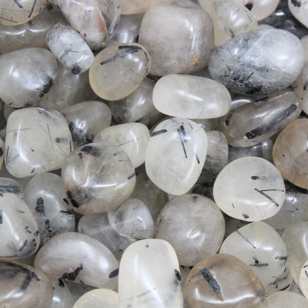 Tourmalinated Quartz Tumbled Stones: Choose Ounces or lb Bulk Wholesale Lots (Premium Quality 'A' Grade)