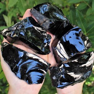 MASSIVE Rough Black Obsidian Natural Crystals: Choose Size, 3 12 Chunks 'A' Grade, Raw Black Obsidian Stones, Natural Obsidian Crystal image 3