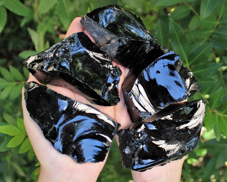 MASSIVE Rough Black Obsidian Natural Crystals: Choose Size, 3 12 Chunks 'A' Grade, Raw Black Obsidian Stones, Natural Obsidian Crystal image 3