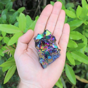 Rainbow Aura Amethyst Clusters, 'AAA' Grade Titanium Metallic Amethyst Crystals - Choose Size 8 - 11 oz