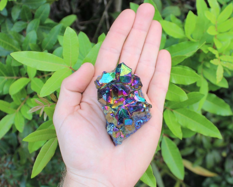 Rainbow Aura Amethyst Clusters, 'AAA' Grade Titanium Metallic Amethyst Crystals - Choose Size 8 - 11 oz