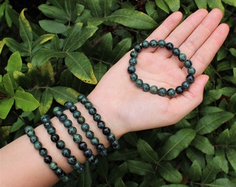 Kambaba Jasper Bead Bracelet - 8mm Crystal Bracelet - Genuine Gemstone Jewelry Gift for Her