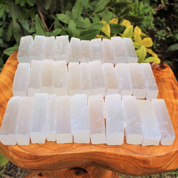 2.5" - 3" Selenite Sticks: Choose Amount 8 oz, 1 2 3 5 10 or 15 lb Bulk Wholesale Lot (Mini Selenite Logs Crystal Sticks Wand Blade)