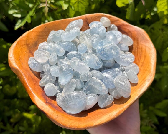 Celestite Tumbled Stones - CLEARANCE Wholesale Bulk Lots - 'B' Grade Blue Celestite Crystals From Madagascar)