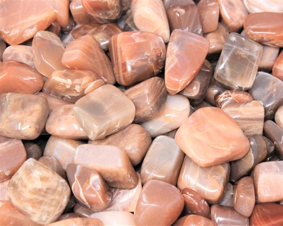 Peach Moonstone Tumbled Stones: Choose Ounces or lb Bulk Wholesale Lots (Premium Quality 'A' Grade, Tumbled Peach Moonstone)