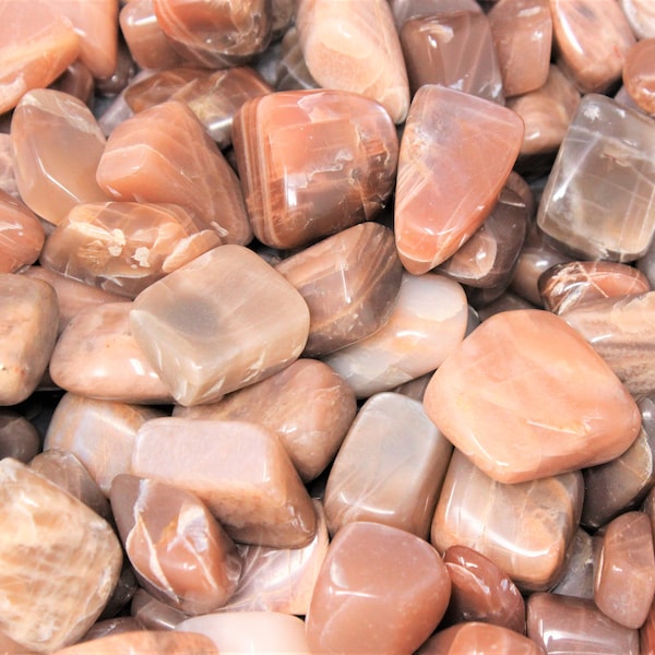 Peach Moonstone Tumbled Stones: Choose Ounces or lb Bulk Wholesale Lots (Premium Quality 'A' Grade, Tumbled Peach Moonstone)