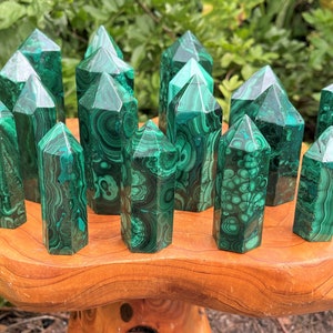 LARGE Natural Malachite Obelisks - Choose Size (Genuine &#39;AAA&#39; Grade Malachite Crystal Obelisks, Polished Malachite Tower, Home Decor)