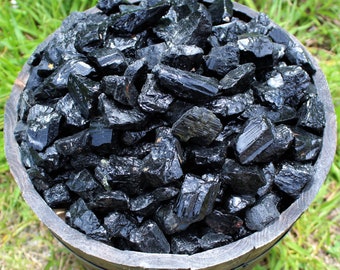 Raw Black Tourmaline Natural Crystals: Choose 4 oz, 8 oz, 1 lb, 2 lb, 5 lb or 11 lb Wholesale Bulk Lots ('A' Grade, Rough Black Tourmaline)