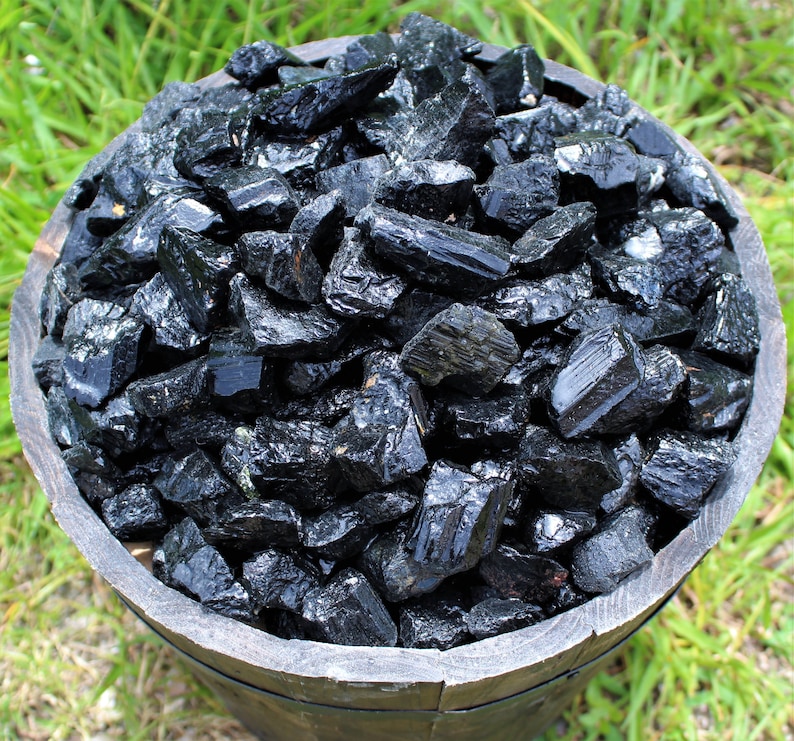 Raw Black Tourmaline Natural Crystals: Choose 4 oz, 8 oz, 1 lb, 2 lb, 5 lb or 11 lb Wholesale Bulk Lot
