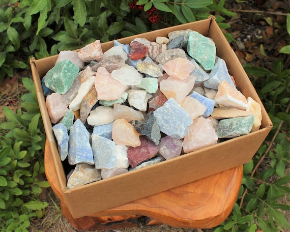 Crazy Cheap WHOLESALE 15 lb Clearance Rough Stone Box - Natural Raw Crystals, Quartz, Jaspers, Agates, Calcites & More Mixed Gemstones