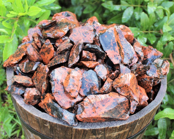 Rough Mahogany Obsidian Natural Stones: Choose Ounces or lb Bulk Wholesale Lots (Premium Quality 'A' Grade, Raw Obsidian Crystals)