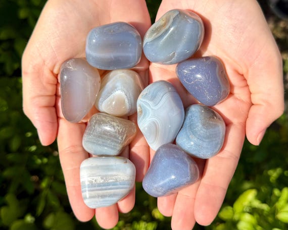Chalcedony Tumbled Stones, LARGE 1 - 1.25": Choose How Many Pieces ('A' Grade Chalcedony Crystals)