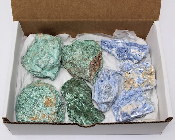 Blue Kyanite in Matrix / Fuchsite Crystal Chunks Bulk Box Lot (Natural Fuchsite, Bulk Fuchsite, Fuschite, Blue Kyanite, Kyanite Crystal)