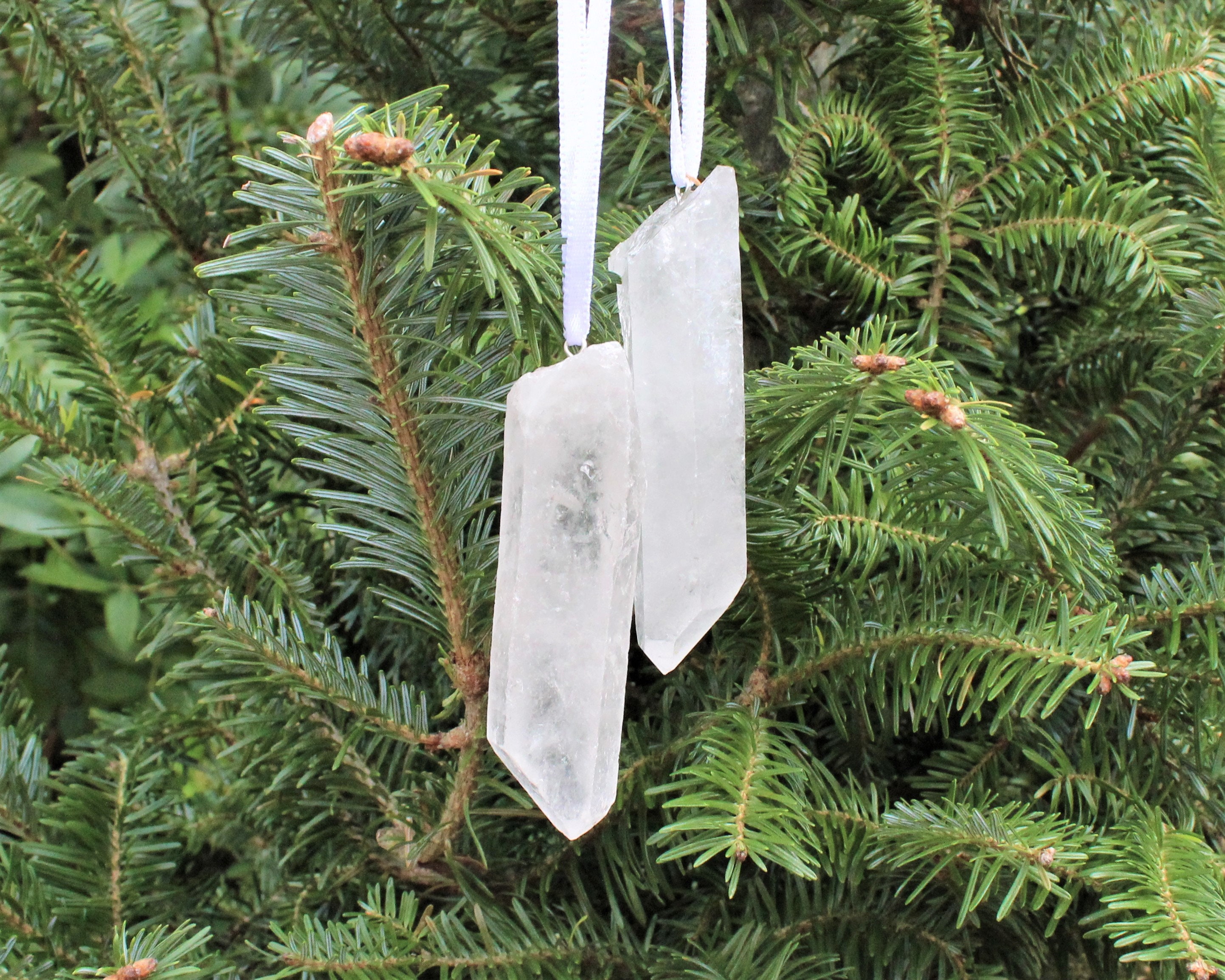 Clear Quartz Point Crystal Ornament - Natural Quartz Point Decorative  Oraments (Gemstone Christmas Ornaments, Quartz Christmas Ornaments)