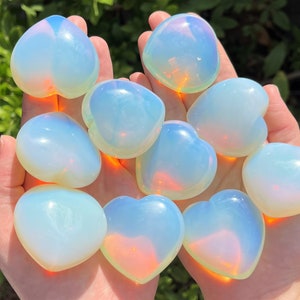 LARGE Opalite Heart Crystals, 1.75" (Polished Opalite Gemstone)