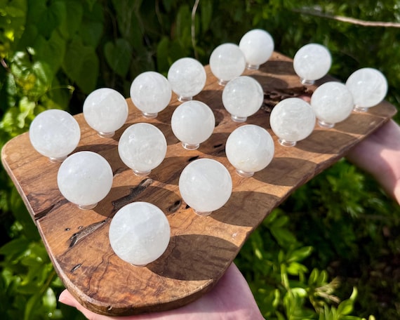 Clear Quartz Crystal Sphere with Stand, 1.5" Spheres ('AAA' Grade Clear Quartz Sphere, Polished Clear Quartz Crystal Ball, Home Decor)