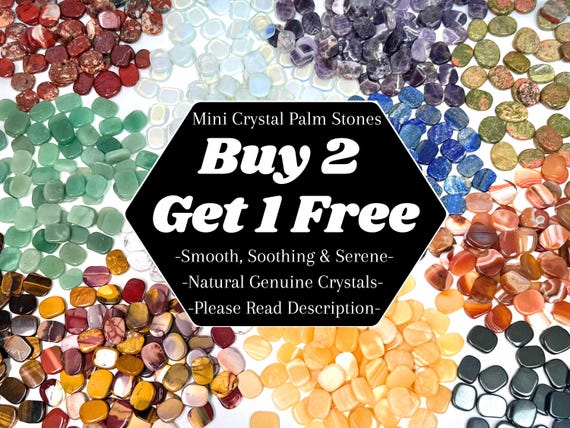 Mini Crystal Palm Stones - BUY 2 GET 1 FREE - Choose Your Gemstone! (Smooth Polished Palm Stone, Gemstone Pocket Stone, Worry Stone)
