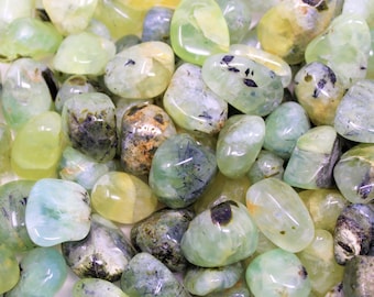Prehnite with Epidote Tumbled Stones: Choose Ounces or lb Bulk Wholesale Lots (Premium Quality 'A' Grade, Epidote in Prehnite)
