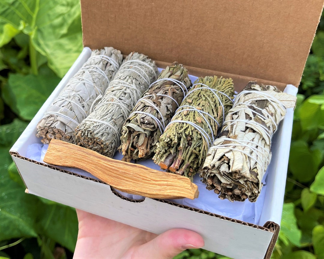 Smudge Box Smudge Kit Box 6 Stick SAMPLER - White Sage, Black Sage, Blue Sage ...