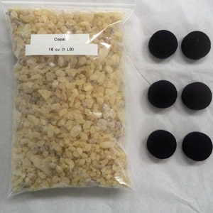 White Copal Resin Incense, Granular, Premium 'A' Grade: 1 lb Bulk + 6 Charcoal Tablets
