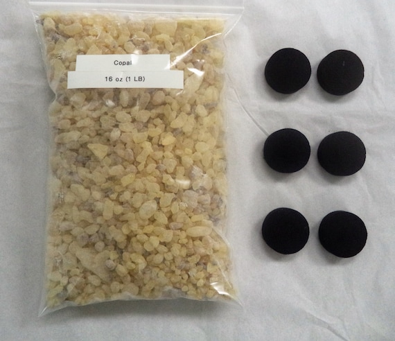 White Copal Resin Incense, Granular, Premium 'A' Grade: 1 lb Bulk + 6 Charcoal Tablets