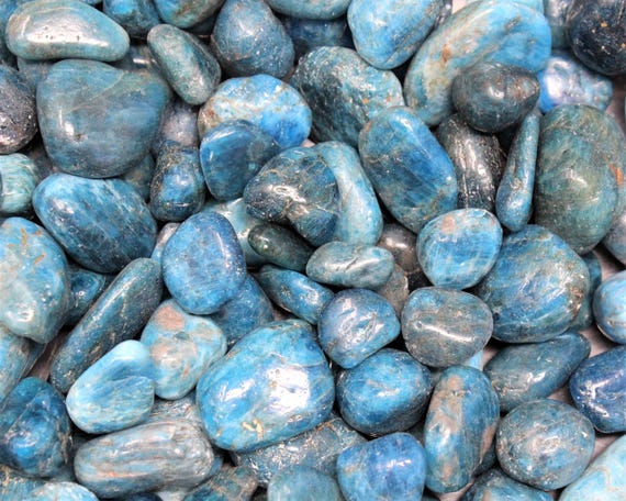 Blue Apatite Tumbled Stones: Choose Ounces or lb Bulk Wholesale Lots (Premium Quality 'A' Grade Natural Apatite Crystals)