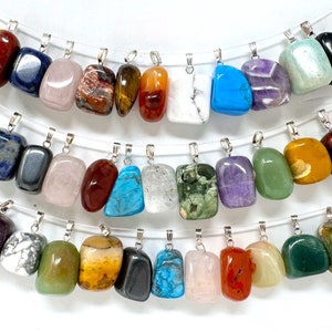 Tumbled Gemstone Pendant - You Choose Crystal Gemstone (Tumble Stone Pendant, Crystal Pendant, Gemstone Pendant, Gemstone Crystal Necklace)