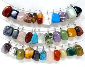 Tumbled Gemstone Pendant - You Choose Crystal Gemstone (Tumble Stone Pendant, Crystal Pendant, Gemstone Pendant, Gemstone Crystal Necklace)
