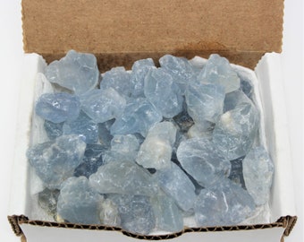 Small Rough Natural CELESTITE Chips, 10 oz Bulk Box Collection Box, 0.25 - 0.75" (Premium Quality 'A' Grade)