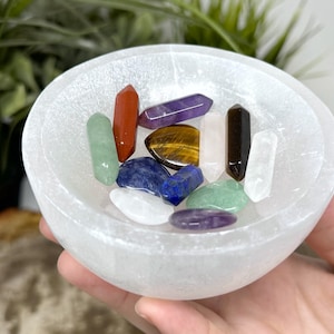 Selenite Charging Bowl, Large 4&quot; Offering Bowl - Choose How Many (Selenite Crystal Cleaning Bowl, Carved Charging & Purification Bowl)