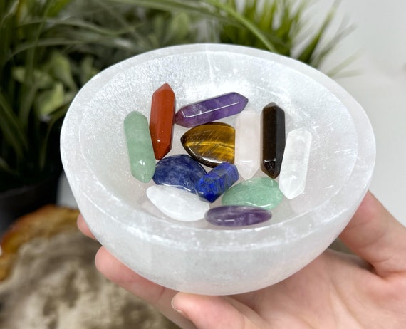 Selenite Charging Bowl, Large 4" Offering Bowl - Choose How Many (Selenite Crystal Cleaning Bowl, Carved Charging & Purification Bowl)