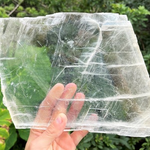 JUMBO Natural Selenite Slabs, Stunning Raw Selenite Slices + Stand! ('AAA' Grade, Selenite Crystal Plate, Selenite Display Specimens)