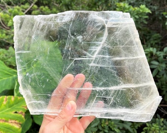 JUMBO Natural Selenite Slabs, Stunning Raw Selenite Slices + Stand! ('AAA' Grade, Selenite Crystal Plate, Selenite Display Specimens)