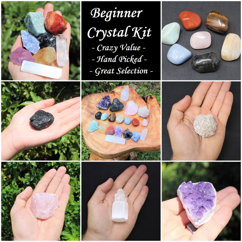 Beginners Crystal Kit, 20 pcs Chakra Protection Healing Sets PLUS Natural Rough & Tumbled Crystal Specimens Healing Crystals and Stones image 3
