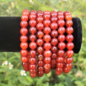 Carnelian Bead Bracelet: 6 mm or 8 mm Round Crystals Premium Grade Stretch Gemstone Bracelet image 8