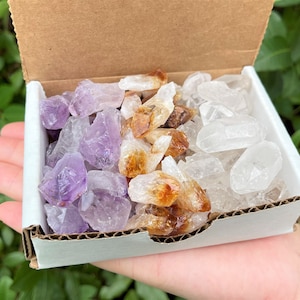 Amethyst Citrine Clear Quartz Points: 3 Crystal Collection 1/2 Lb Box (8 oz, Amethyst Points, Citrine Points, Quartz Points, Natural Points)