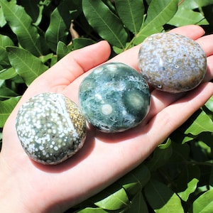 Ocean Jasper Hand Polished Stones: Choose How Many Pieces ('A' Grade Ocean Jasper Pebbles, Ocean Jasper Palm Stones)