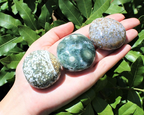 Ocean Jasper Hand Polished Stones: Choose How Many Pieces ('A' Grade Ocean Jasper Pebbles, Ocean Jasper Palm Stones)