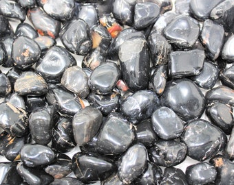 Black Onyx Tumbled Stones: Choose Ounces or lb Bulk Wholesale Lots (Premium Quality 'A' Grade)