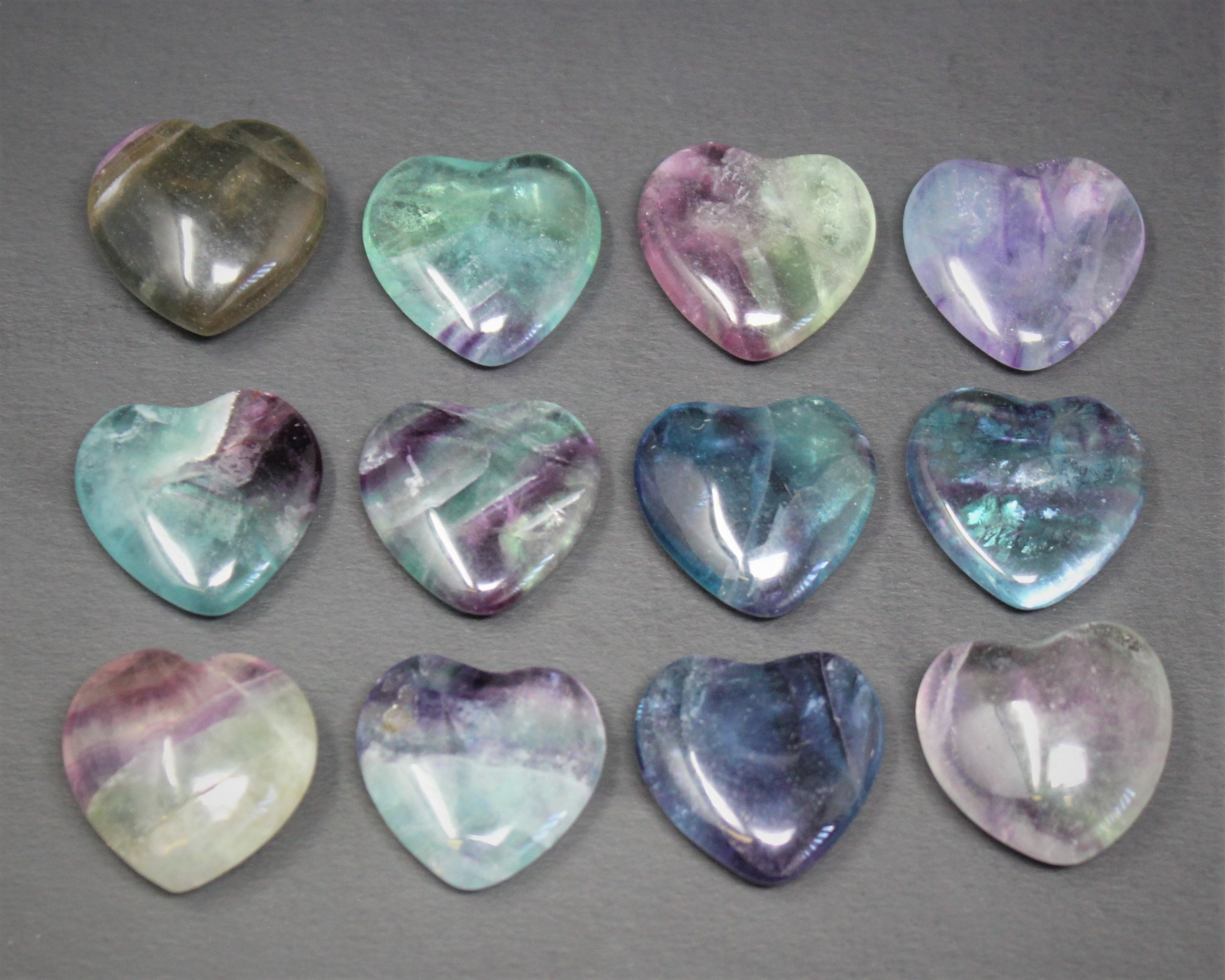 Fluorite Heart Stone 1 (Crystal Heart, Carved Gemstone Heart, Pocket