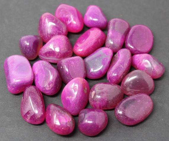 Pink Agate Tumbled Stones: Choose How Many Pieces (Premium Quality 'A' Grade, Dyed Pink Agate Crystals)