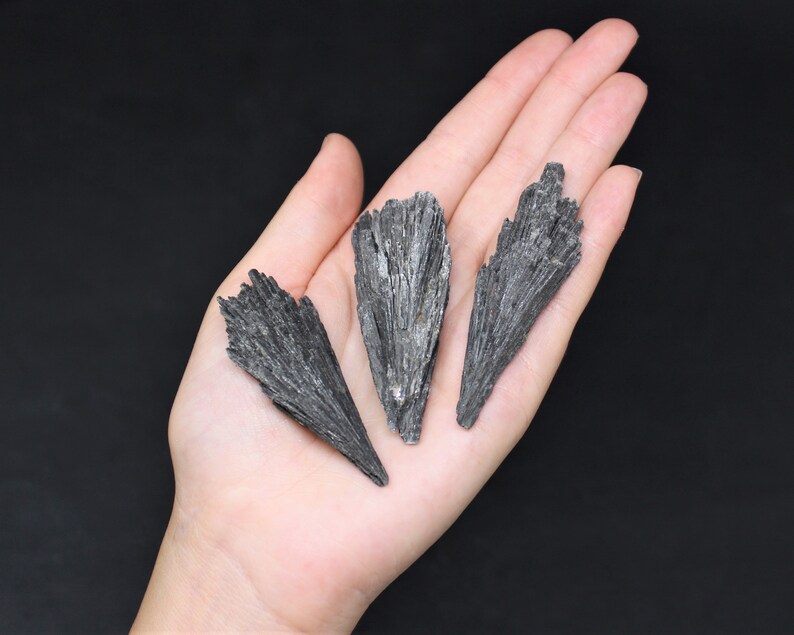 Black Kyanite Blades: Choose Ounces or lb Bulk Wholesale Lots 'A' Grade Premium Quality Black Kyanite Fans Bild 7