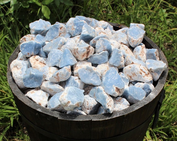 Angelite Raw Natural Stones: Choose Ounces or lb Bulk Wholesale Lots (Premium Quality 'A' Grade)