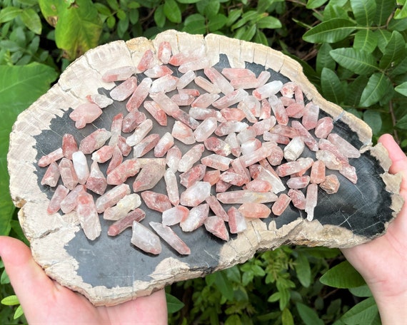 Natural Red Hematoid Quartz Points: Choose Ounces or lb Wholesale Bulk Lots ('A' Grade, Fire Quartz Points, Ferruginous Fire Crystals)