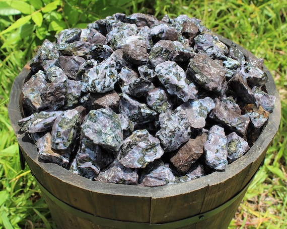 Indigo Gabbro Rough Natural Stones: Choose Ounces or lb Bulk Wholesale Lots (Premium Quality 'A' Grade, Mystic Merlinite Crystals)